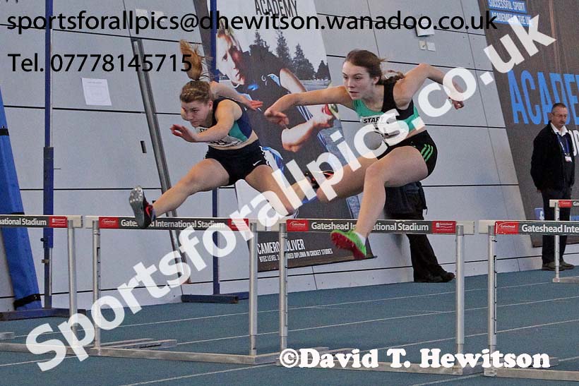 Women's 60 metres hurdles, NECAA Championships and Open Indoor Pentathlon, Gateshead College Academy of Sport. Photo: David T. Hewitson/Sports for All Pics